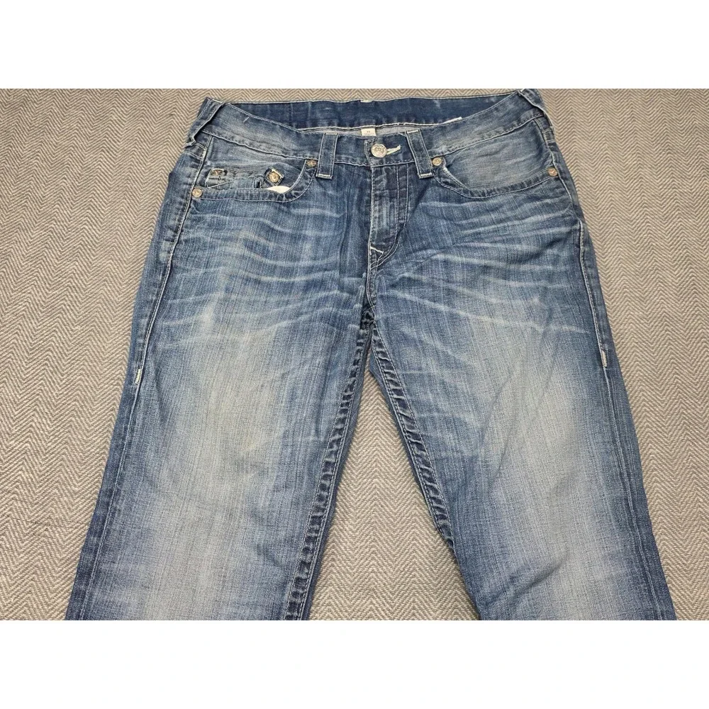 True Religion Skinny Jeans Mens 33 Blue Medium Wash Horseshoe Stitch Cotton‎